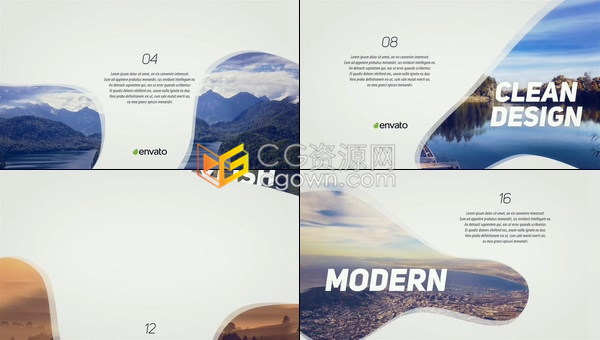 优雅创意图形遮罩展示照片配介绍文字动画企业公司宣传视频效果制作-AE模板下载