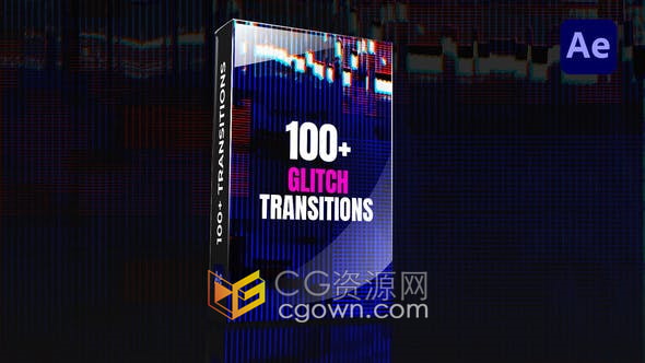 100种动画效果故障与抖动画面干扰扭曲视频转场过渡预设-AE模板脚本