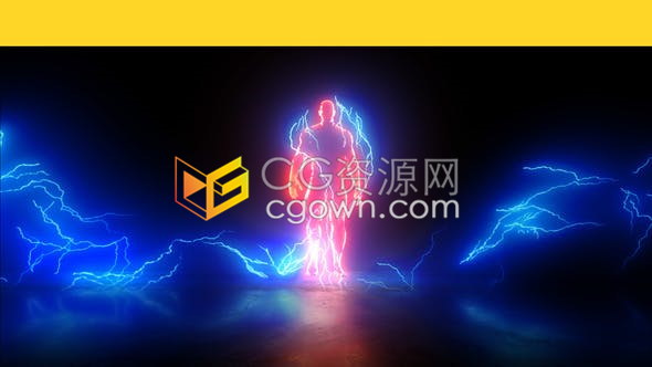 史诗闪电能量电流英雄人物出现快速揭示标志LOGO动画-AE模板