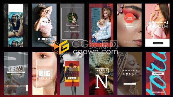 12个社交时尚vlog美食菜单食品包装商业宣传动态海报-AE模板