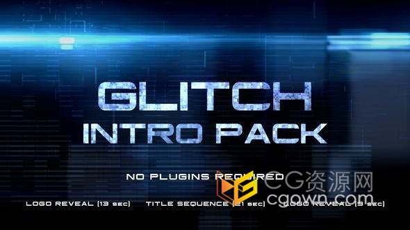 灯光闪烁数字失真Glitch故障介绍开场片头-AE模板