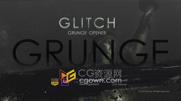 快速动态故障笔刷飞溅照片动画宣传开场视频片头-AE模板