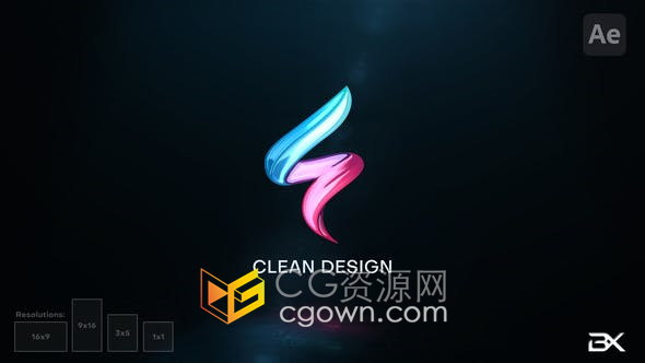 极简创意标识彩色线条演绎社交网络品牌标志LOGO动画-AE模板