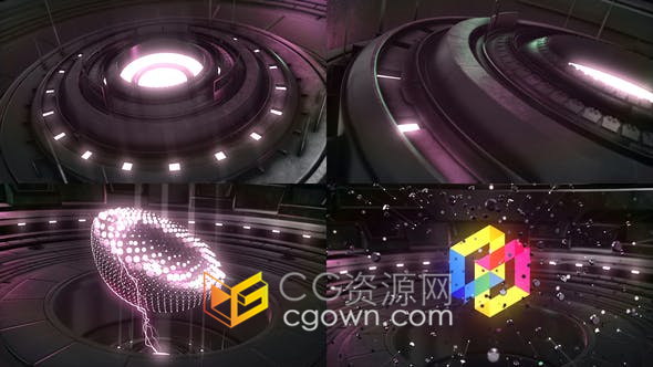 3D机械设备转动揭示科技游戏标志LOGO片头-AE模板