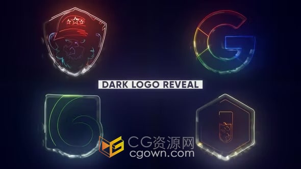 AE模板-霓虹灯三维标志烟雾描边LOGO片头