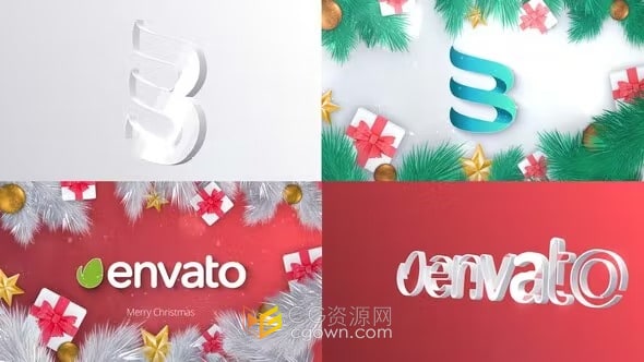 AE模板-简约翻转LOGO动画圣诞新年节日片头