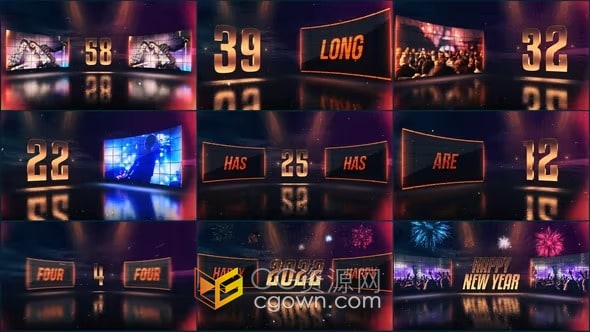 AE模板-2022年新年倒计时60秒时钟倒数
