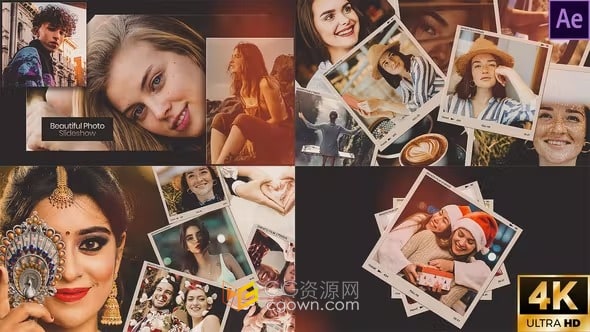 温和漏光效果精美温柔风格温馨照片相册-AE视频模板