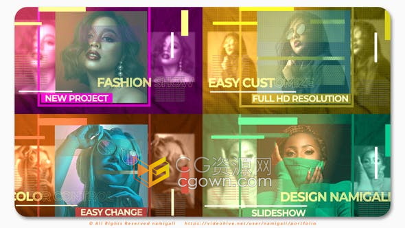 AE模板-时尚多彩模特写真商业时装秀开幕式视频片头