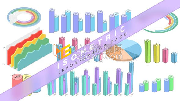 33个三维等距图表动画统计年度报告制作公司教育视频信息图表-AE模板