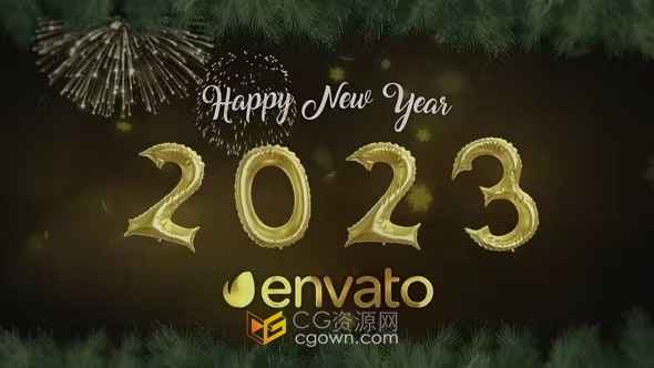 AE模板-铝膜数字气球展示2023新年祝福片头