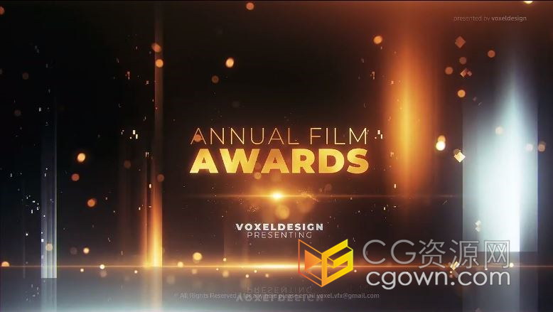 大气金色粒子光效晚会活动颁奖典礼公司年会舞台背景标题包装-AE模板
