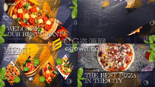 智能餐饮推广笔刷效果酒店饭店自助餐厅宣传视频菜单-AE模板下载