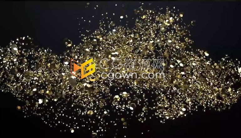 闪耀奢华金色粒子汇聚演绎高端时尚品牌标志LOGO动画-AE模板