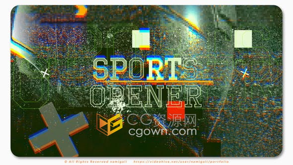 AE模板-健身房宣传体育赛事极限运动故障画面视频揭幕战