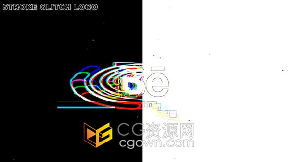 4K笔触故障毛刺失真RGB分割标志揭示片头-AE模板