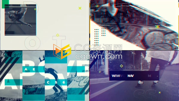 摇滚故障效果制作动态极限运动体育视频城市生活说唱战斗视频花絮-AE模板