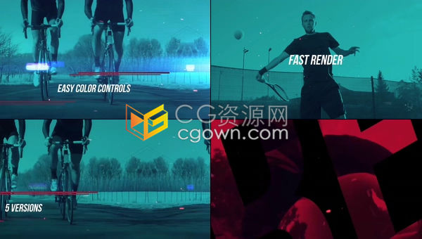 动感激情体育视频宣传片头故障效果赛车极限挑战游戏宣传片-AE模板