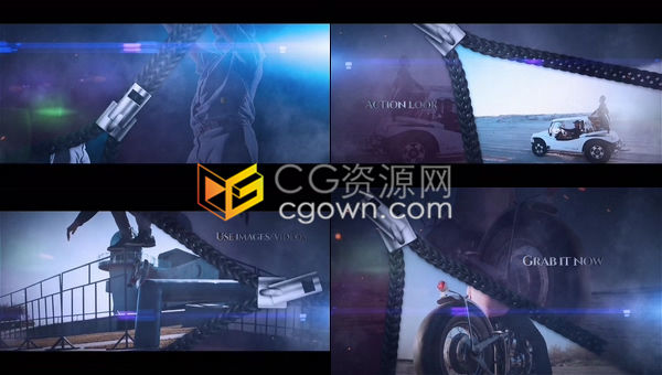 独特拉链解压效果展示健身馆宣传动作电影预告片演示-AE模板下载