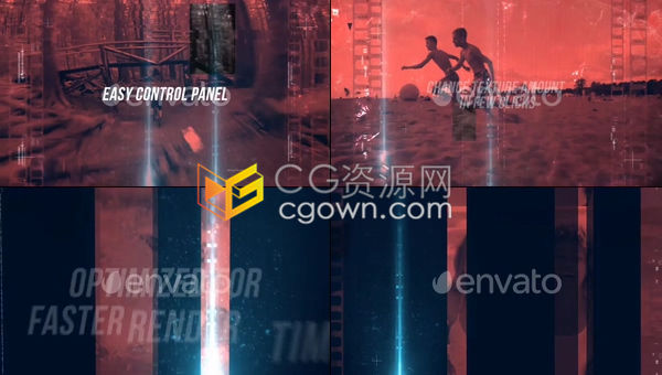 流行渐变色老式条纹纸质胶片纹理效果夏季旅游健身冲浪动画-AE模板