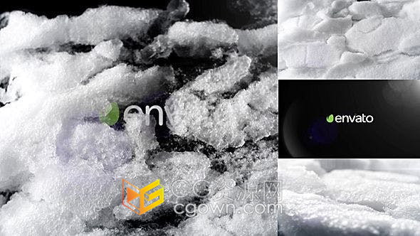 冰天雪地积雪霜冰缓慢融化标志LOGO显示动画-AE模板