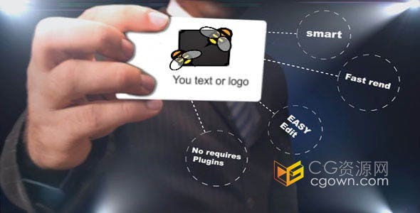 AE模板-商务人士手持名片简单标志LOGO动画展示