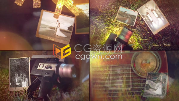 时尚大自然场景漏光效果展示摄影作品婚礼照片浪漫电子相册-AE模板下载