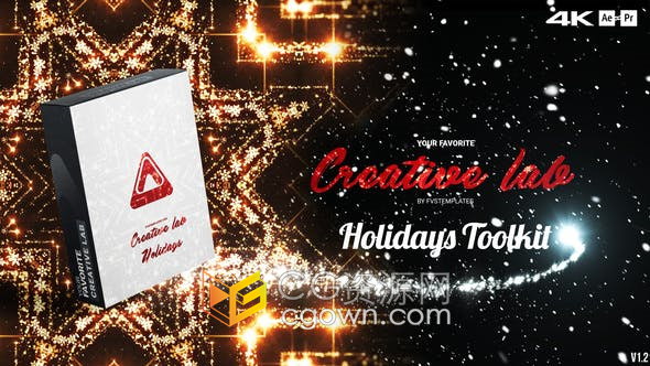 200+圣诞新年晚会倒计时活动演示视频转场烟花粒子图标元素背景包-AE扩展脚本