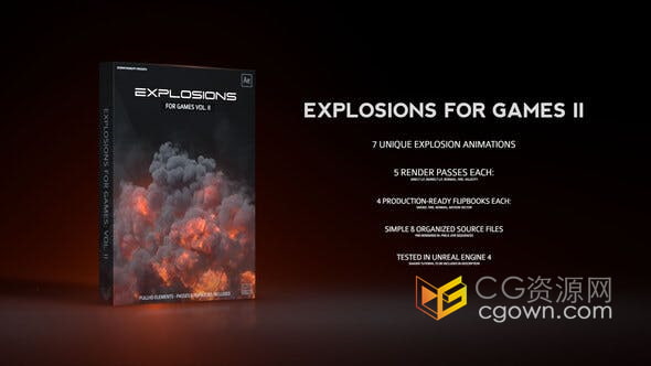 游戏电影烟雾特效场面制作爆炸效果合成视频V2-AE模板