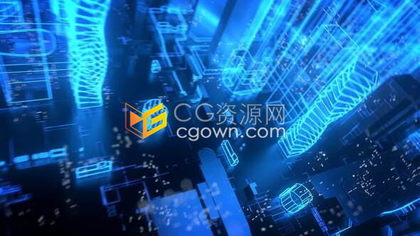 未来信息科技网络技术3D数码城市场景演示标志开场-AE模板