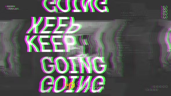 AE模板-4K故障片头社交媒体视频介绍故障开场Glitch Opener