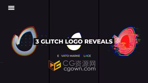 赛博朋克损坏数字失真故障动画LOGO片头3种效果-AE模板