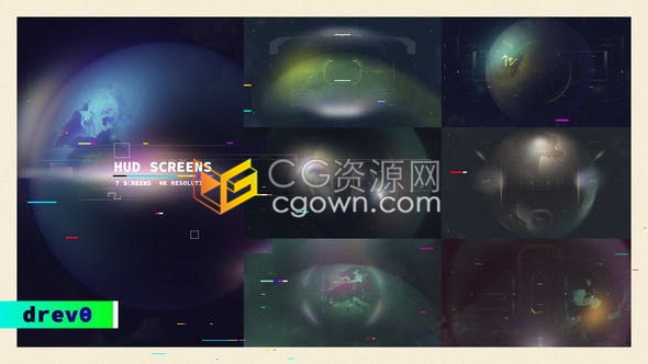 数字失真HUD屏幕UI显示器科幻界面高科技标题无人机视图地球背景元素-AE模板