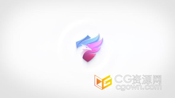 极简干净水波纹效果3D明亮翻转标志LOGO片头-AE模板