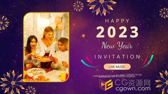 2023新年视频相册金色闪光粒子动画喜庆节日庆典元素-AE模板