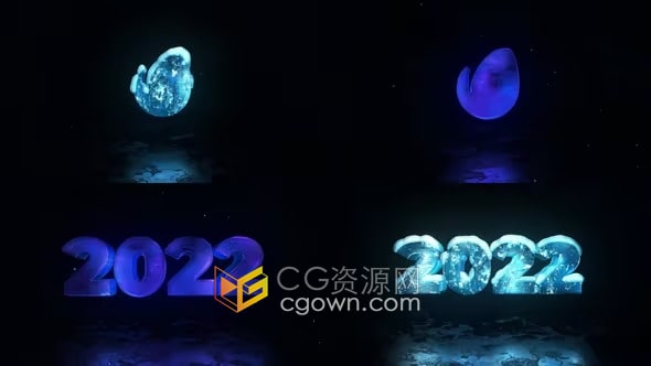 AE片头模板LOGO文字冷冻结冰雪霜效果特效视频动画