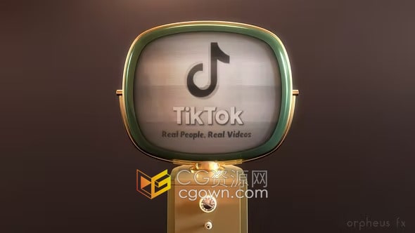 AE抖音模板复古年代电视机故障动画LOGO视频