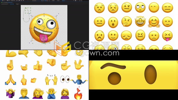 132个可爱有趣的动画表情符号社交媒体动画表情包含Alpha透明通道带AE工程-更新
