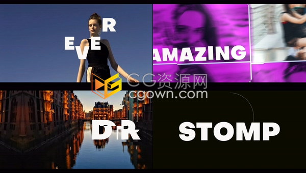 时尚多彩跺脚风格性感模特展示杂志宣传多种类型4K动态标题片头-AE模板