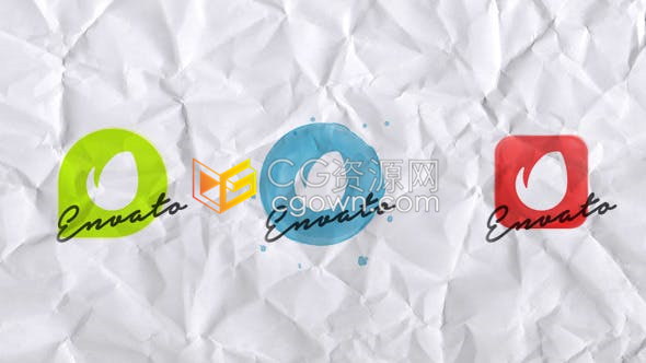 独特优雅手绘水彩笔画标志揭示LOGO动画-AE模板