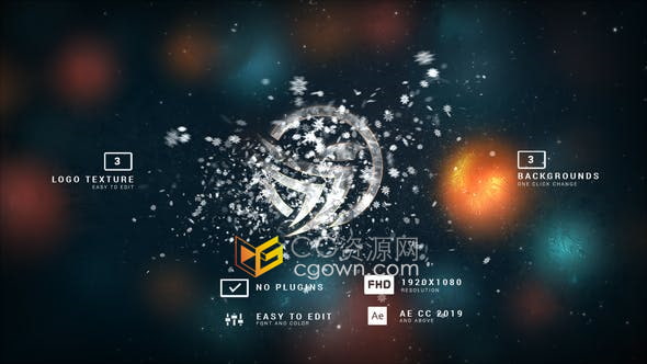雪花高端Luxe粒子流动画LOGO时尚颁奖典礼婚礼开幕式AE片头模板