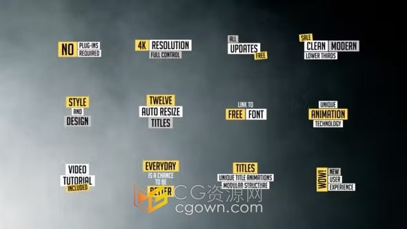 创意文字标题排版动画效果4K分辨率-AE模板