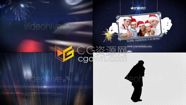 生动有趣的剪影人物演绎圣诞节贺卡祝福公司新年视频问候-AE模板下载