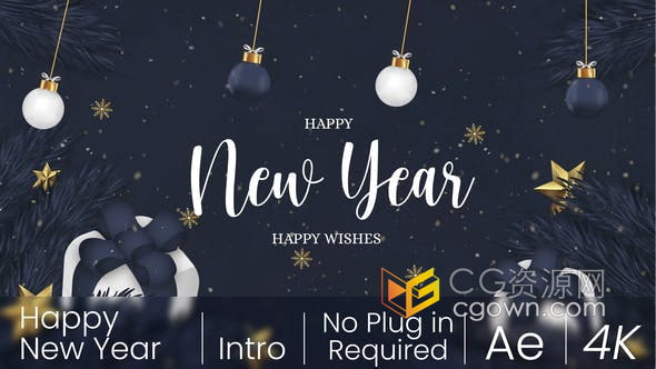 AE模板-新年问候适合珠宝首饰奢侈品牌美容机构节日祝福贺卡