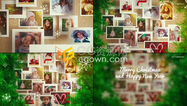 AE模板-圣诞祝福贺卡节日照片徽标LOGO揭幕战片头