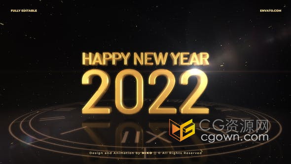 大气场景黄金粒子3D数字倒数2022年新年倒计时-AE模板