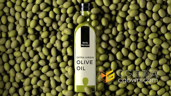橄榄油瓶标签模板食品饮料调味剂包装宣传展示动画AE模板
