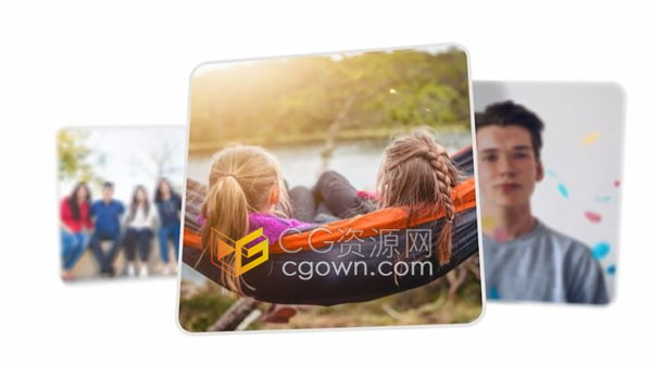 清新简约翻转方形照片幻灯片相册AE模板