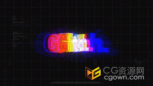 赛博朋克变形Glitch标志Logo标题故障效果技术片头-AE模板