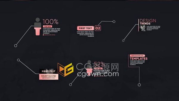 AE模板-线条呼出指示线大标注标题放大文字注释动画